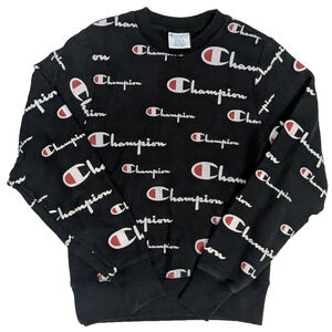 Champion Reverse Weave Sweatshirt Mens Small All Over Print Sweater